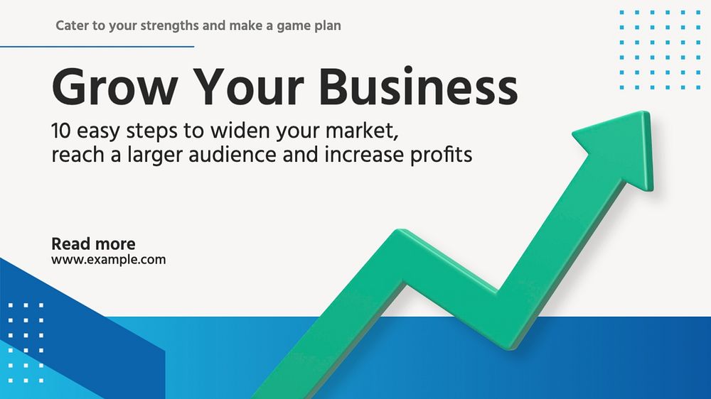 Grow your business blog banner template, editable text