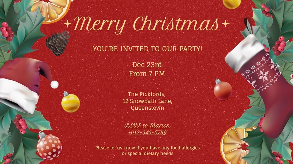 Christmas party blog banner template, editable text