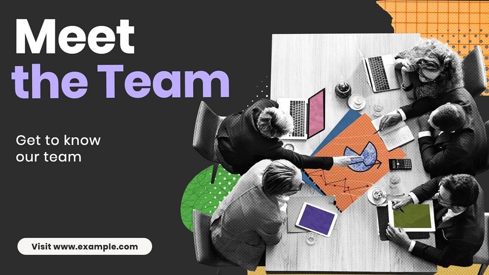 Meet our team blog banner template, editable text