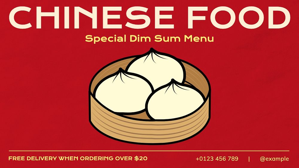 Chinese food blog banner template, editable text