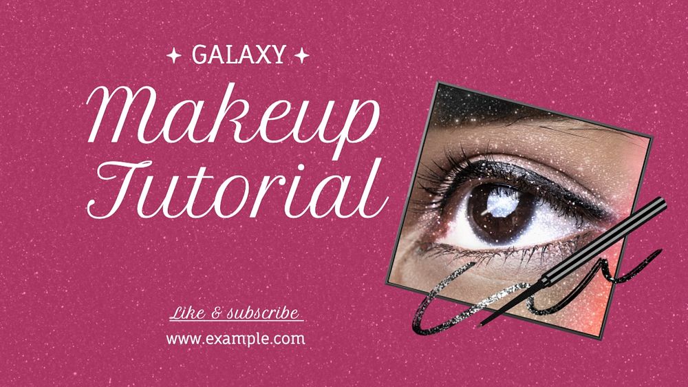 Galaxy makeup tutorial blog banner template, editable text