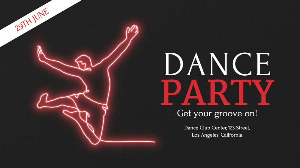 Dance party invitation blog banner template, editable text