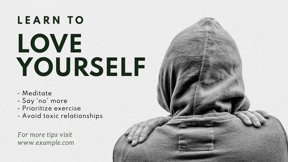 Love yourself blog banner template, editable text