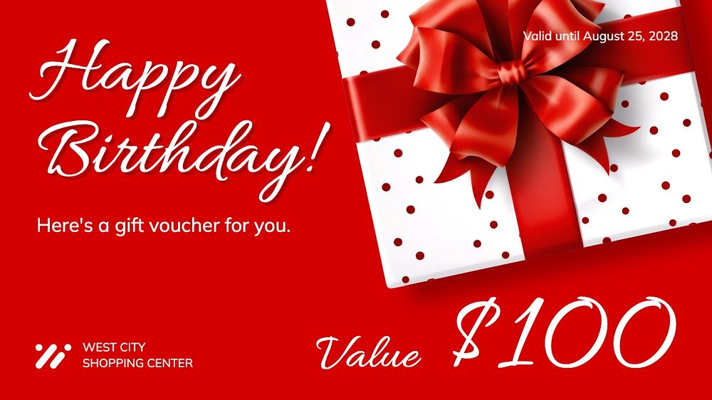 Birthday gift voucher template, editable design