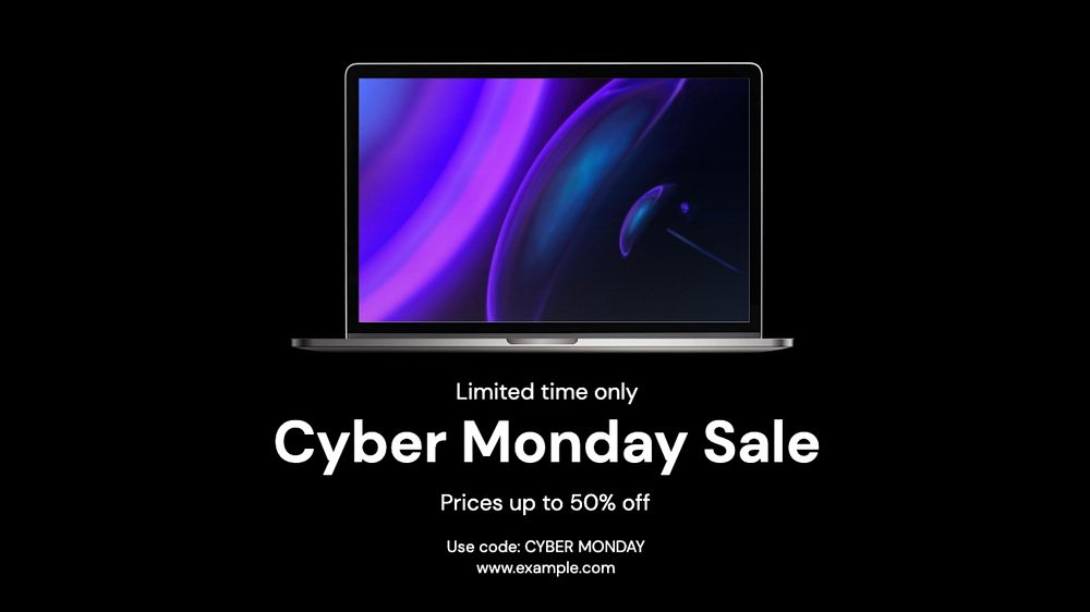 Cyber Monday sale blog banner template, editable text