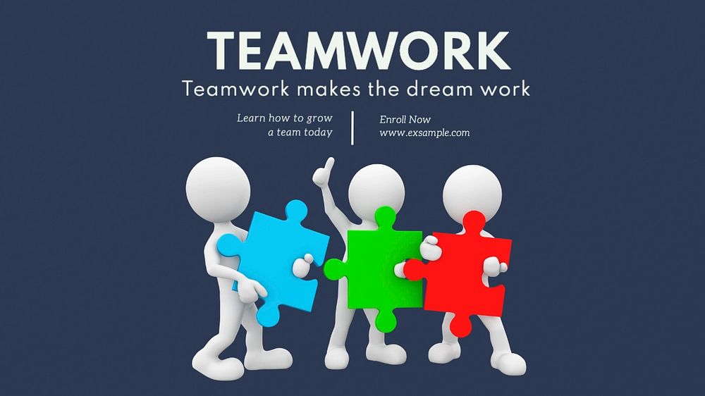 Teamwork class blog banner template, editable text