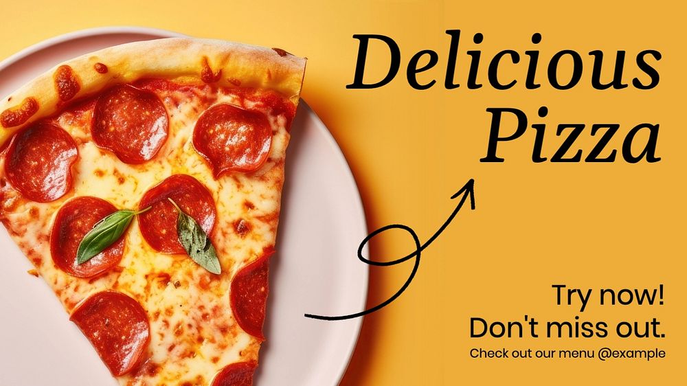 Pizza & restaurant blog banner template, editable text