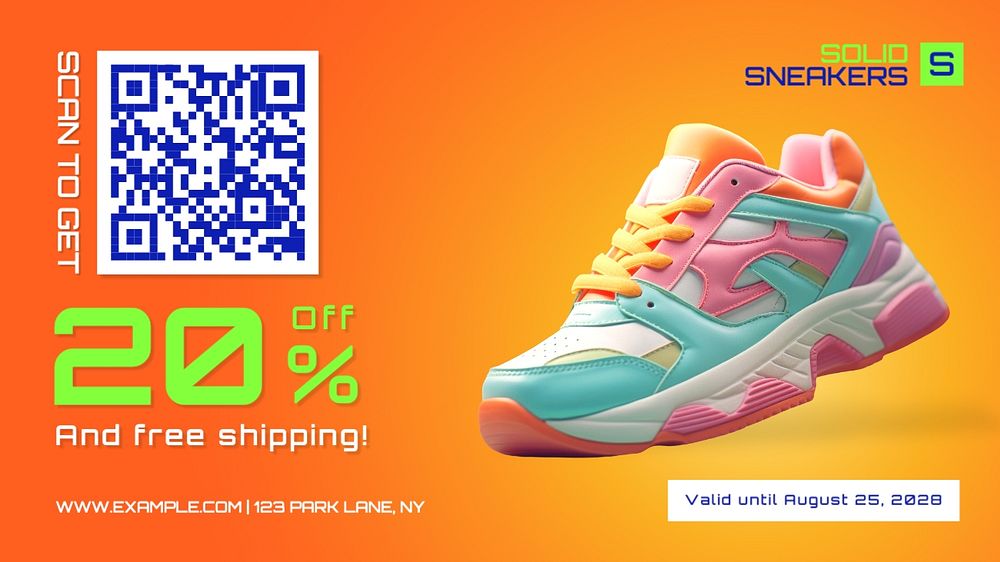 Sneakers voucher template, editable design