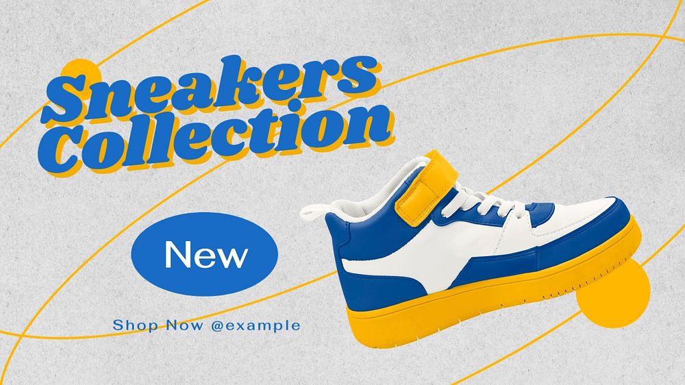 Sneakers collection blog banner template, editable text