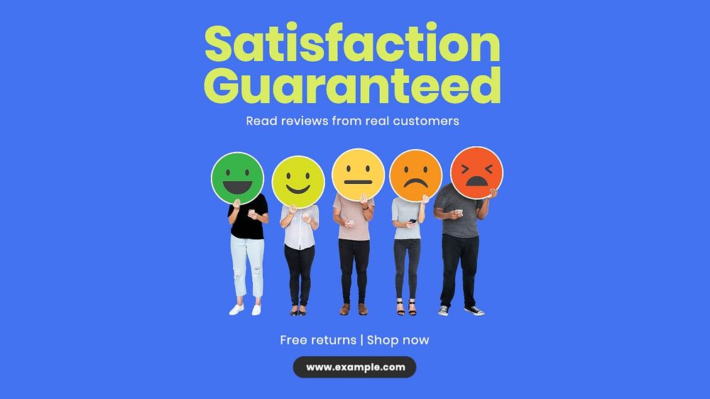 Satisfaction guaranteed blog banner template, editable text