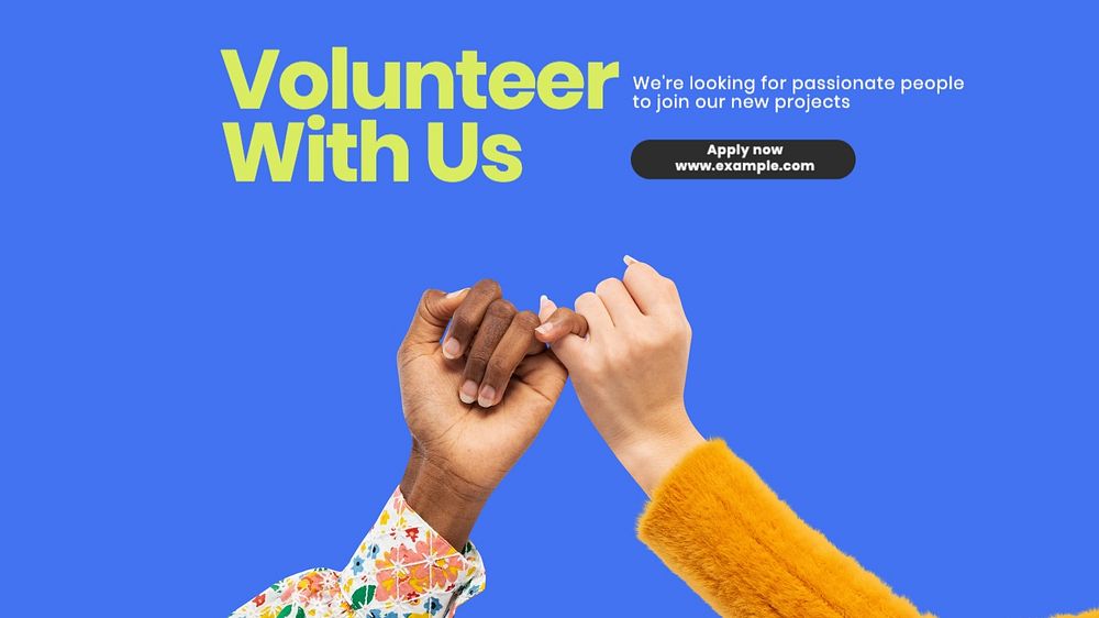 Volunteer with us blog banner template, editable text