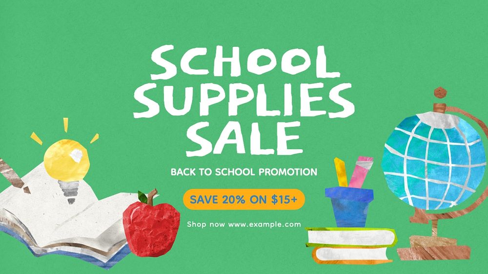 School supplies sale blog banner template, editable text