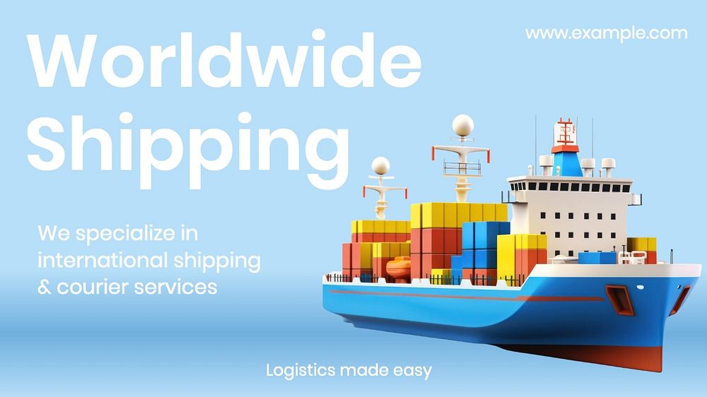 Worldwide shipping blog banner template, editable text