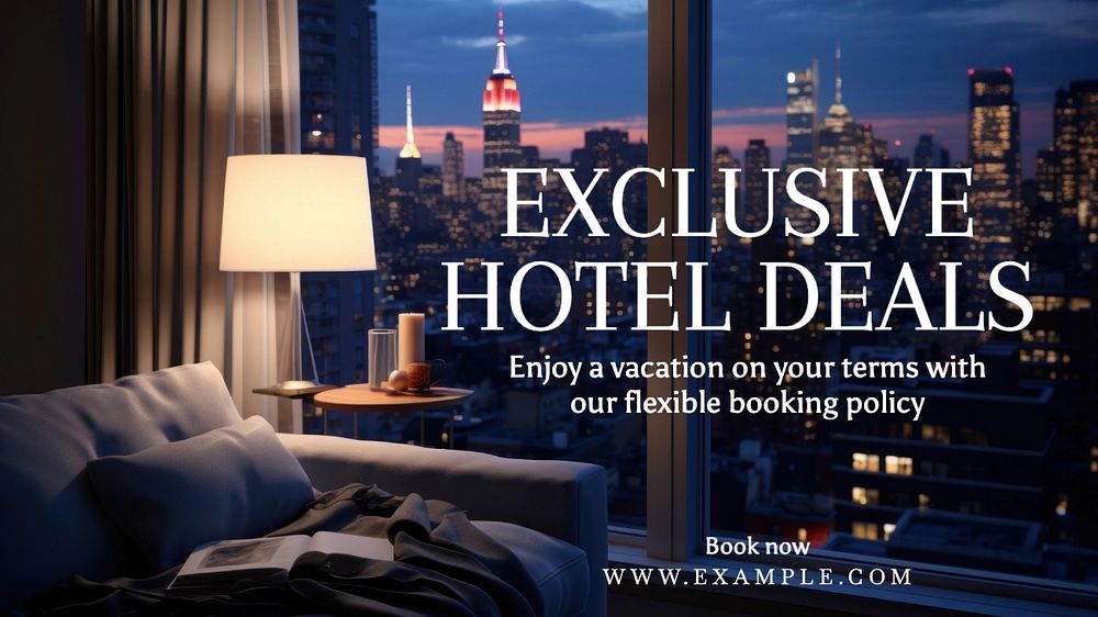 Hotel deals blog banner template, editable text