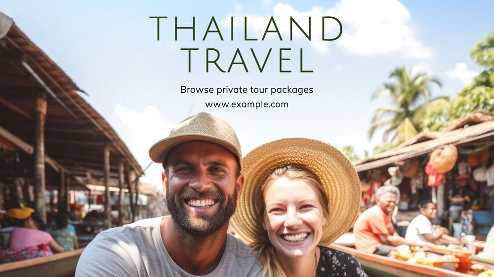 Thailand travel blog banner template, editable text