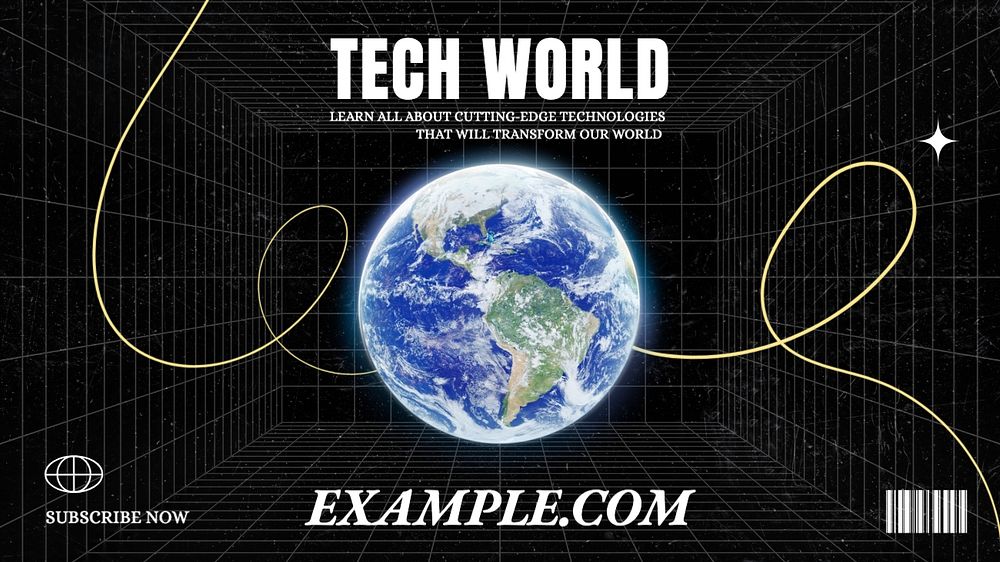 Tech world blog banner template, editable text