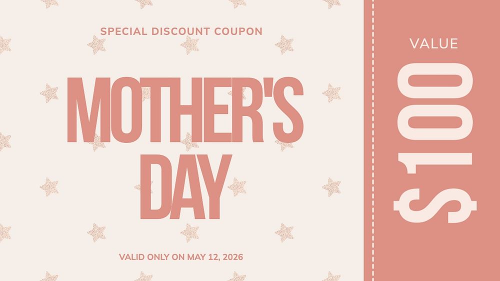 Mother's day coupon voucher template, editable design