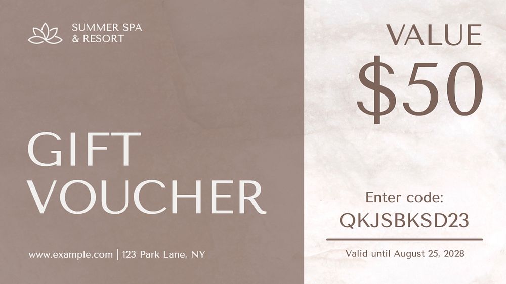 Spa resort voucher template, editable design