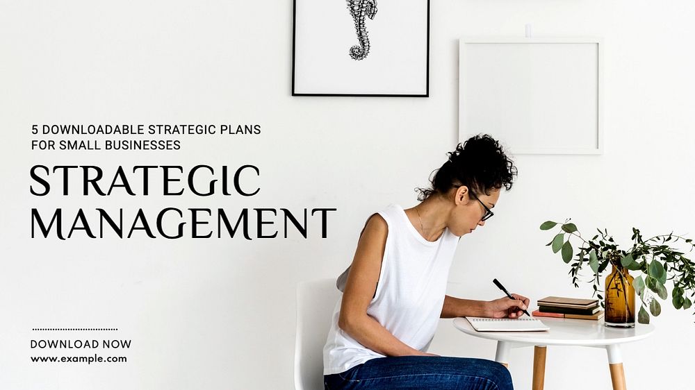 Strategic management blog banner template, editable text