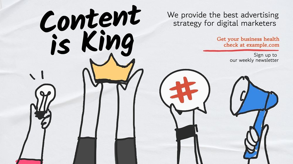 Content is king blog banner template, editable text