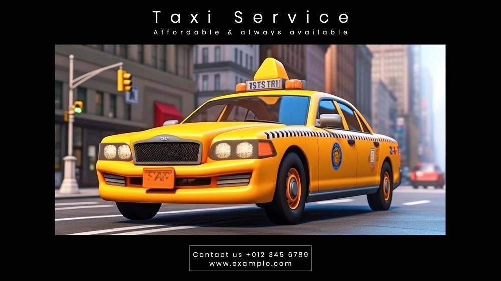 Taxi service blog banner template, editable text