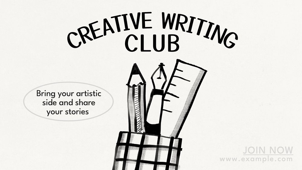 Creative writing club blog banner template, editable text