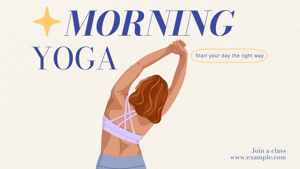 Morning yoga blog banner template, editable text