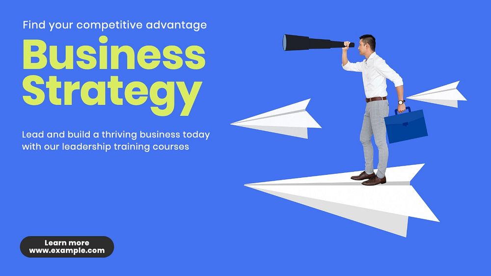 Business strategy blog banner template, editable text