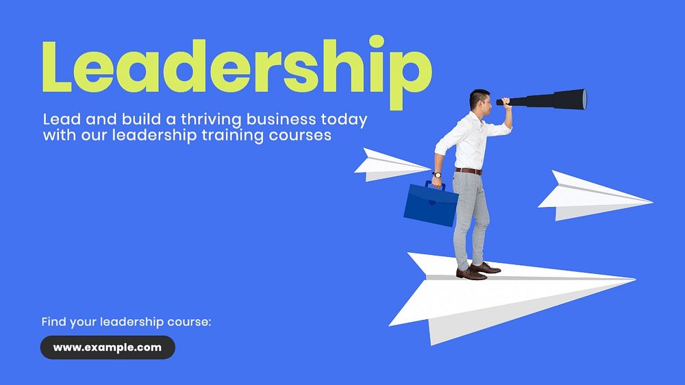 Leadership blog banner template, editable text