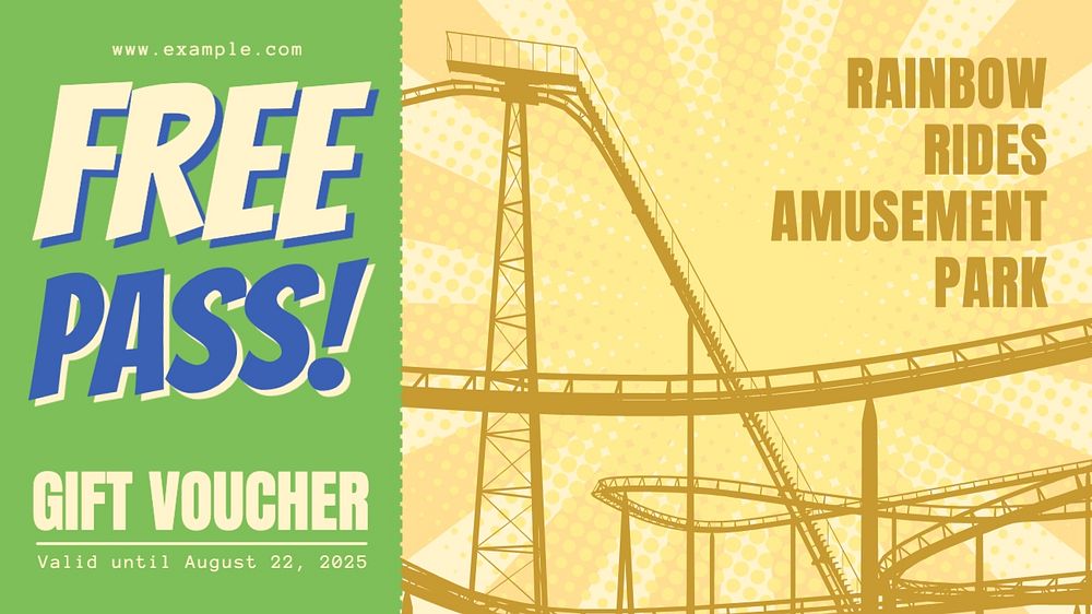 Amusement park voucher template, editable design