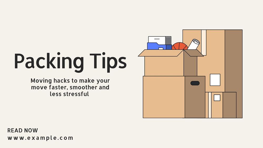 Packing tips blog banner template, editable text