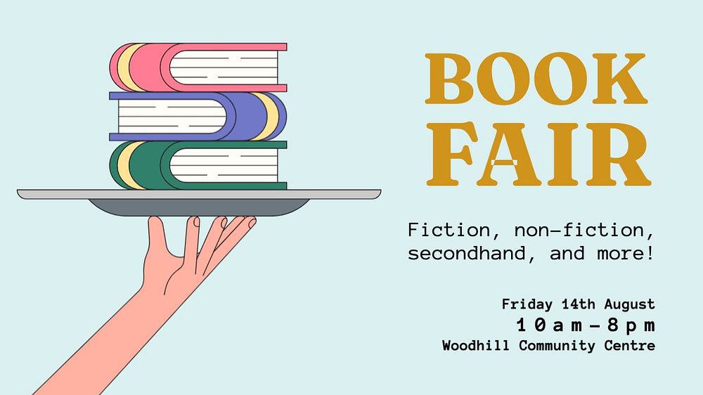 Book fair blog banner template, editable text