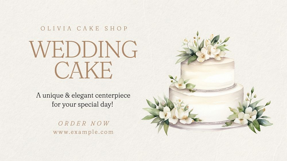 Wedding cake blog banner template, editable text