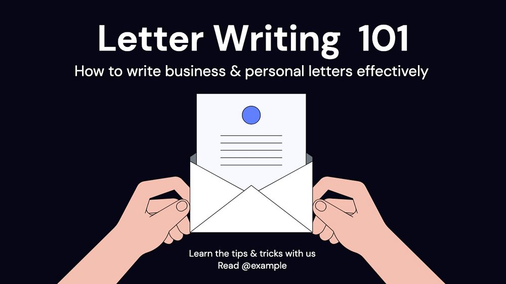 Letter writing blog banner template, editable text