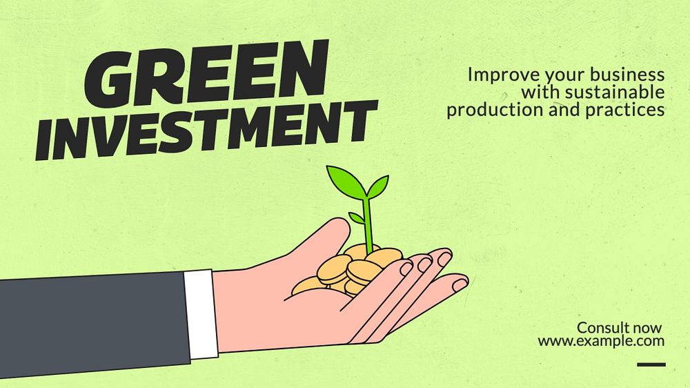 Green Investment blog banner template, editable text