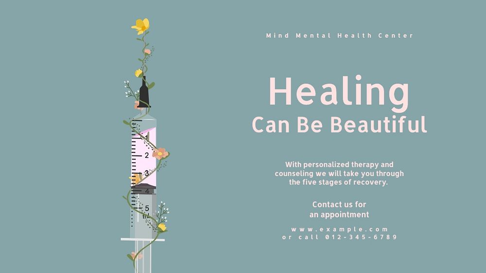 Healing & mental health blog banner template, editable text