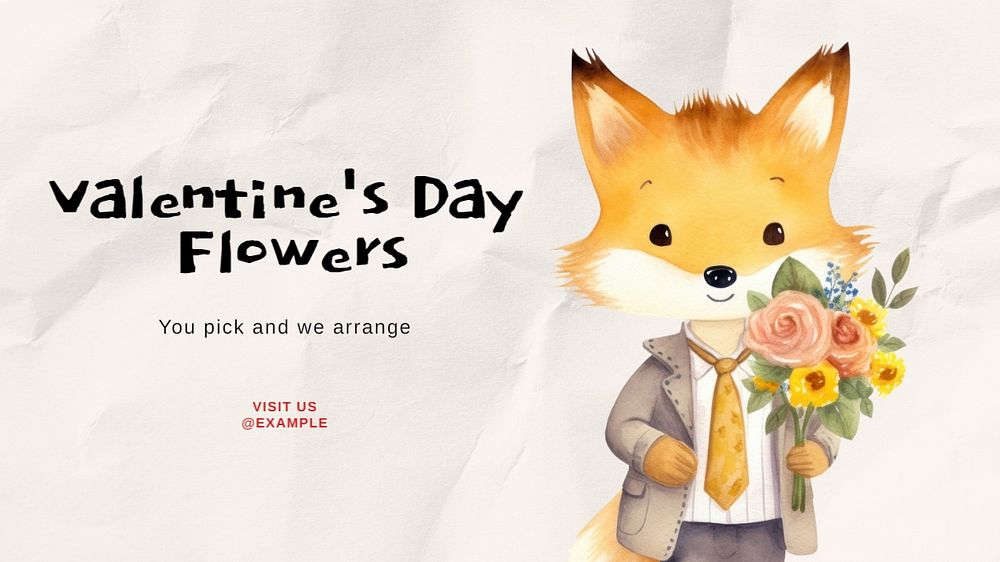 Valentine's flower blog banner template, editable text