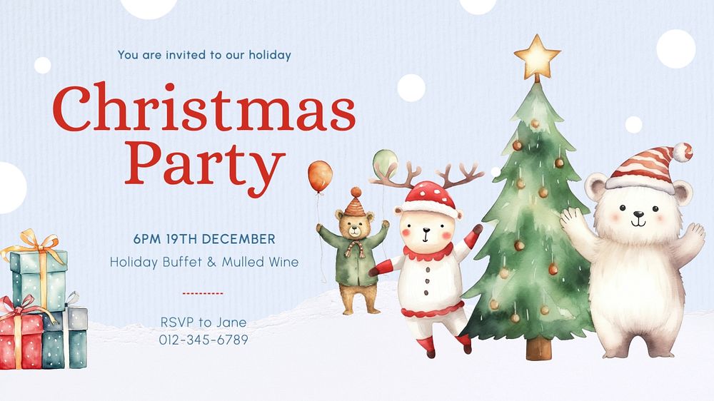 Christmas party blog banner template, editable text