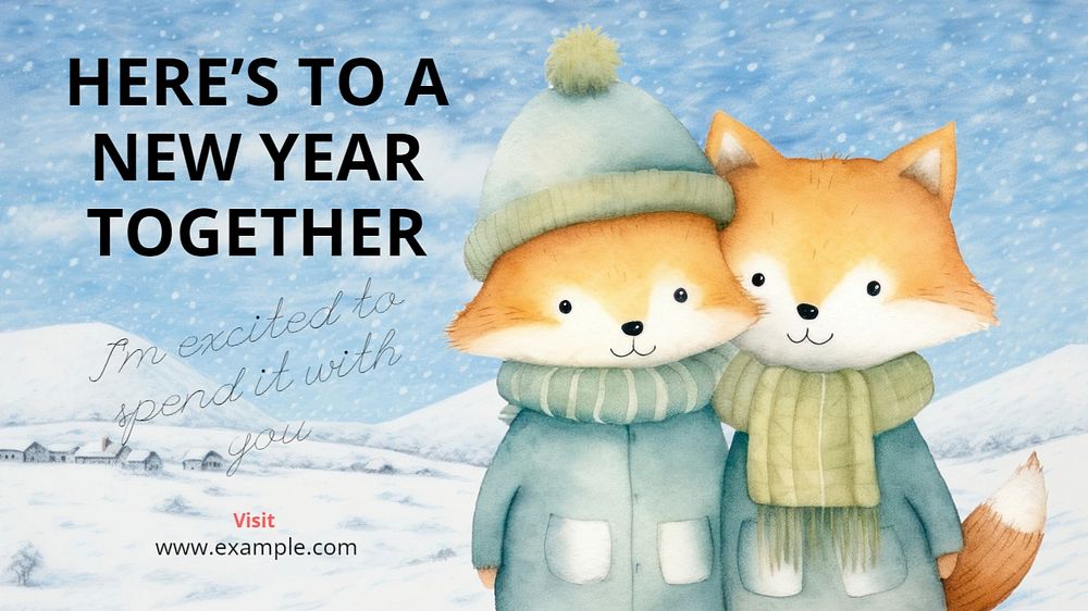 Happy new year blog banner template, editable text