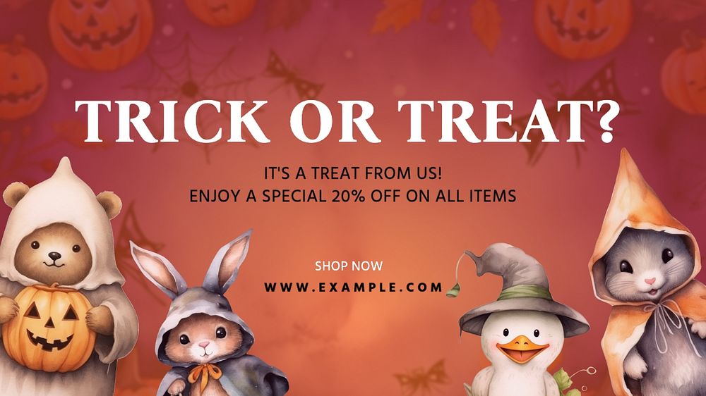 Trick or treat blog banner template, editable text