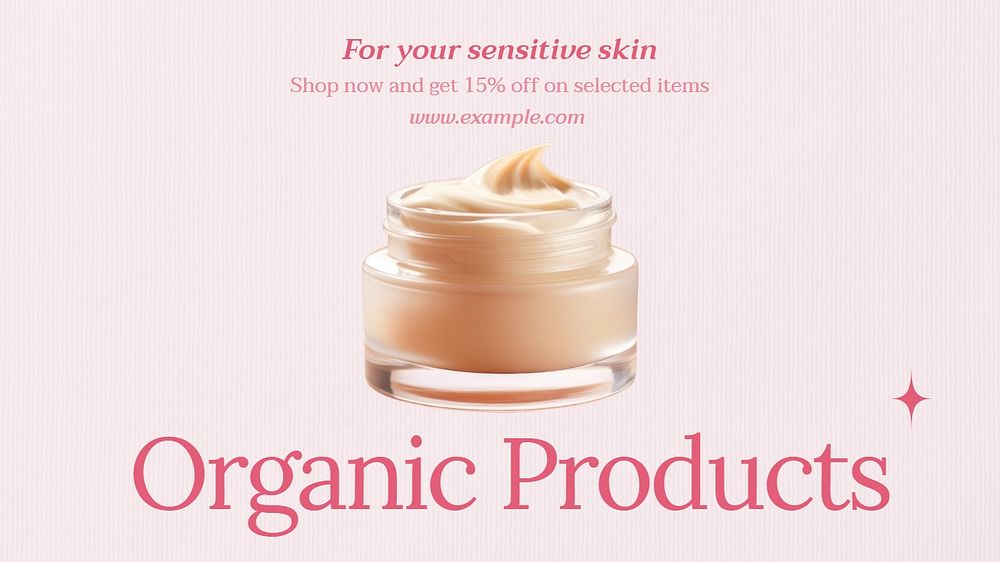 Organic products blog banner template, editable text