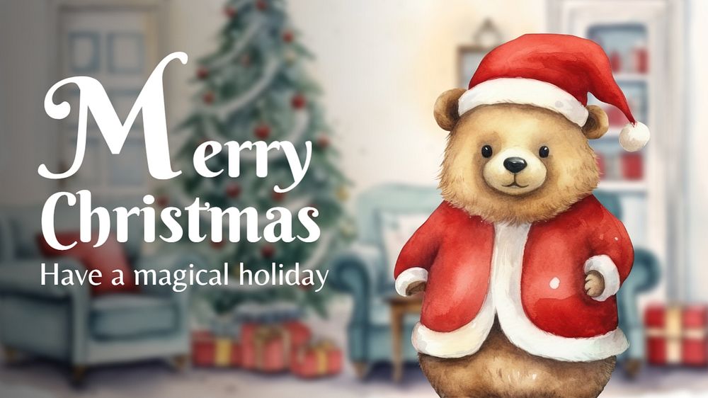 Merry Christmas blog banner template, editable text