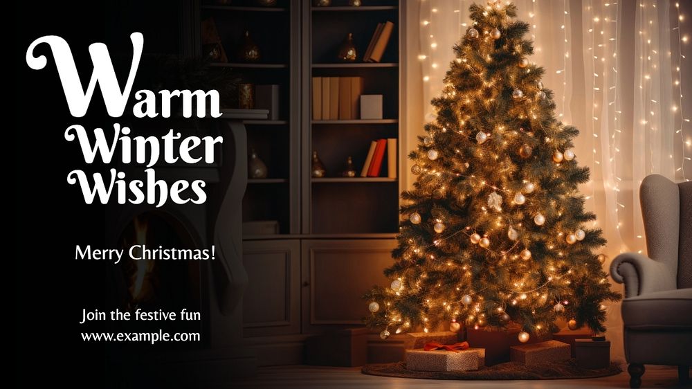 Merry Christmas blog banner template, editable text