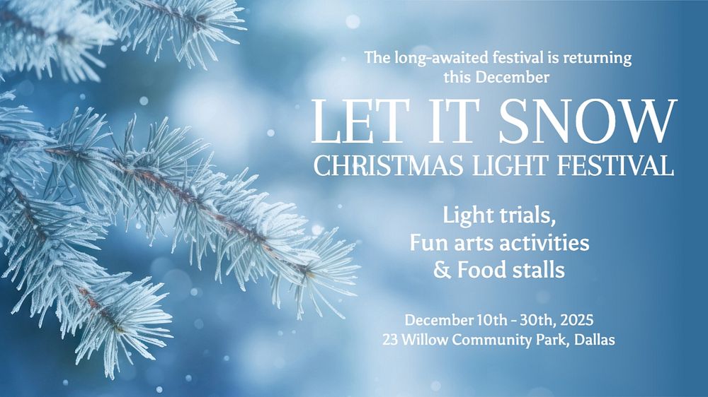 Christmas light festival blog banner template, editable text