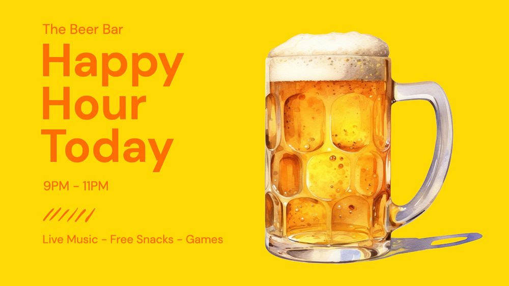 Happy hour blog banner template, editable text