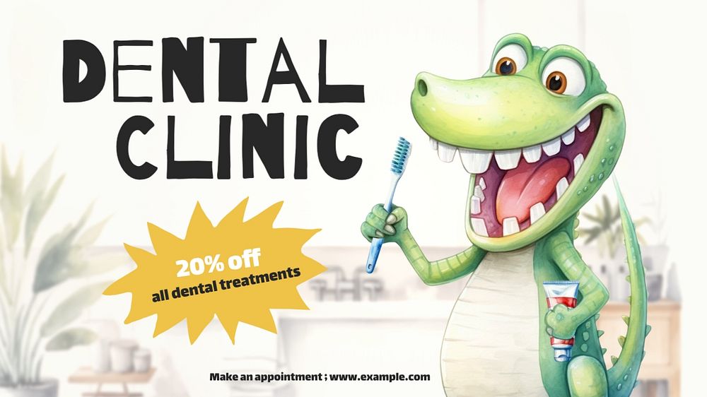 Dental clinic blog banner template, editable text