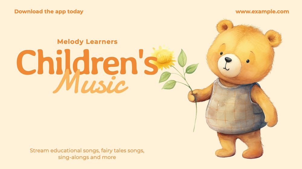 Kids music blog banner template, editable text