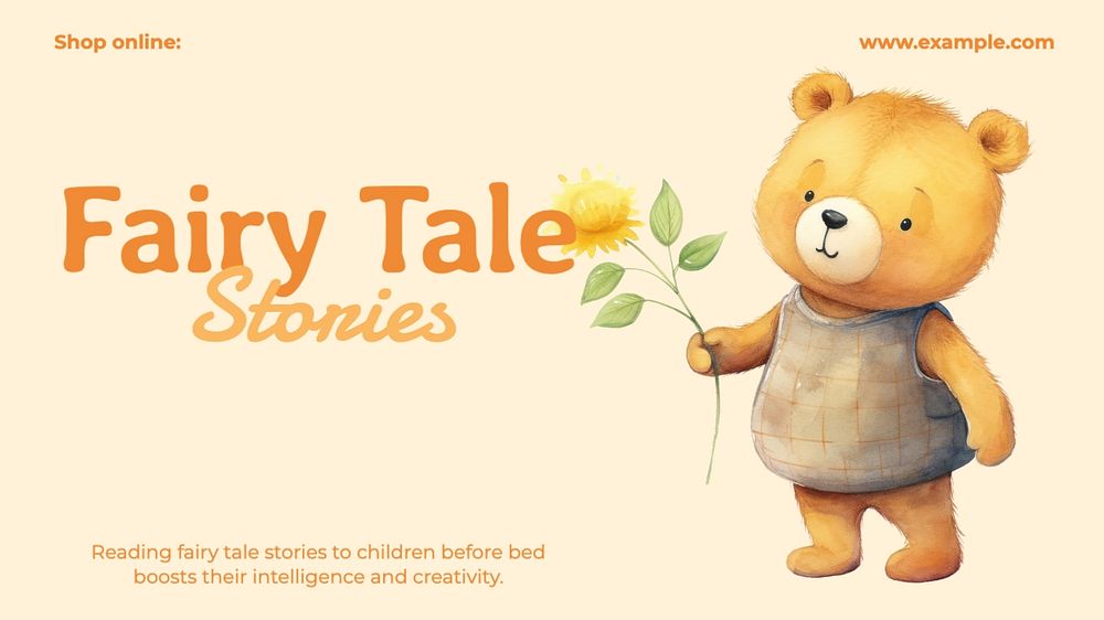 Fairy tale stories blog banner template, editable text