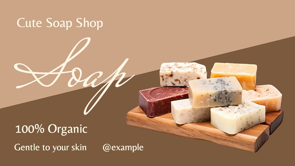 Organic soap product blog banner template, editable text