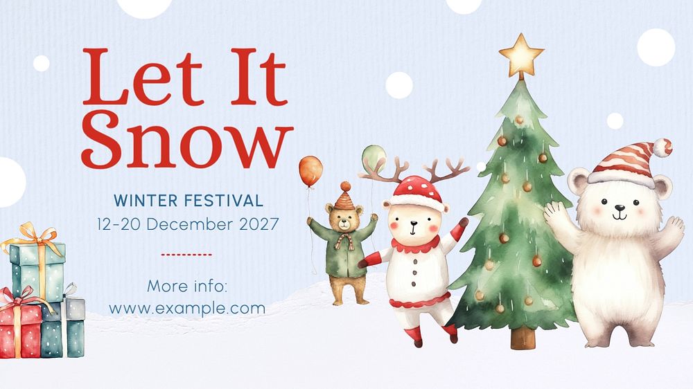 Winter snow festival blog banner template, editable text